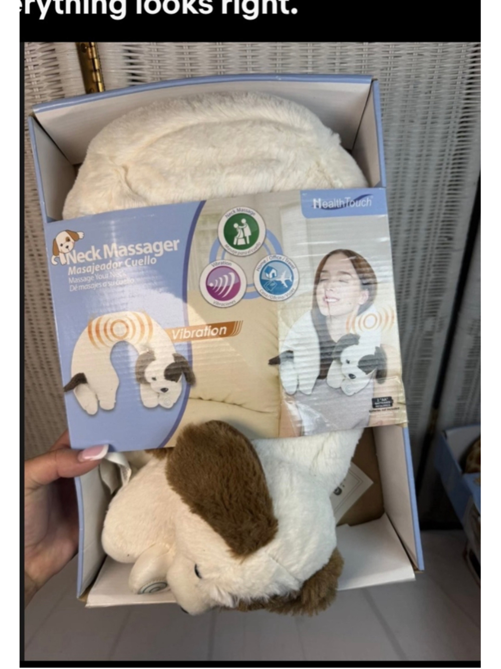 HealthTouch Plush Puppy Dog Vibrating Neck Massager Battery Powered H-4525-0D